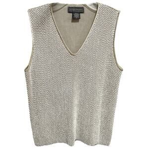 Vintage Banana Republic Beaded Merino Wool Sweater Vest Size XS Beige Sleeveless